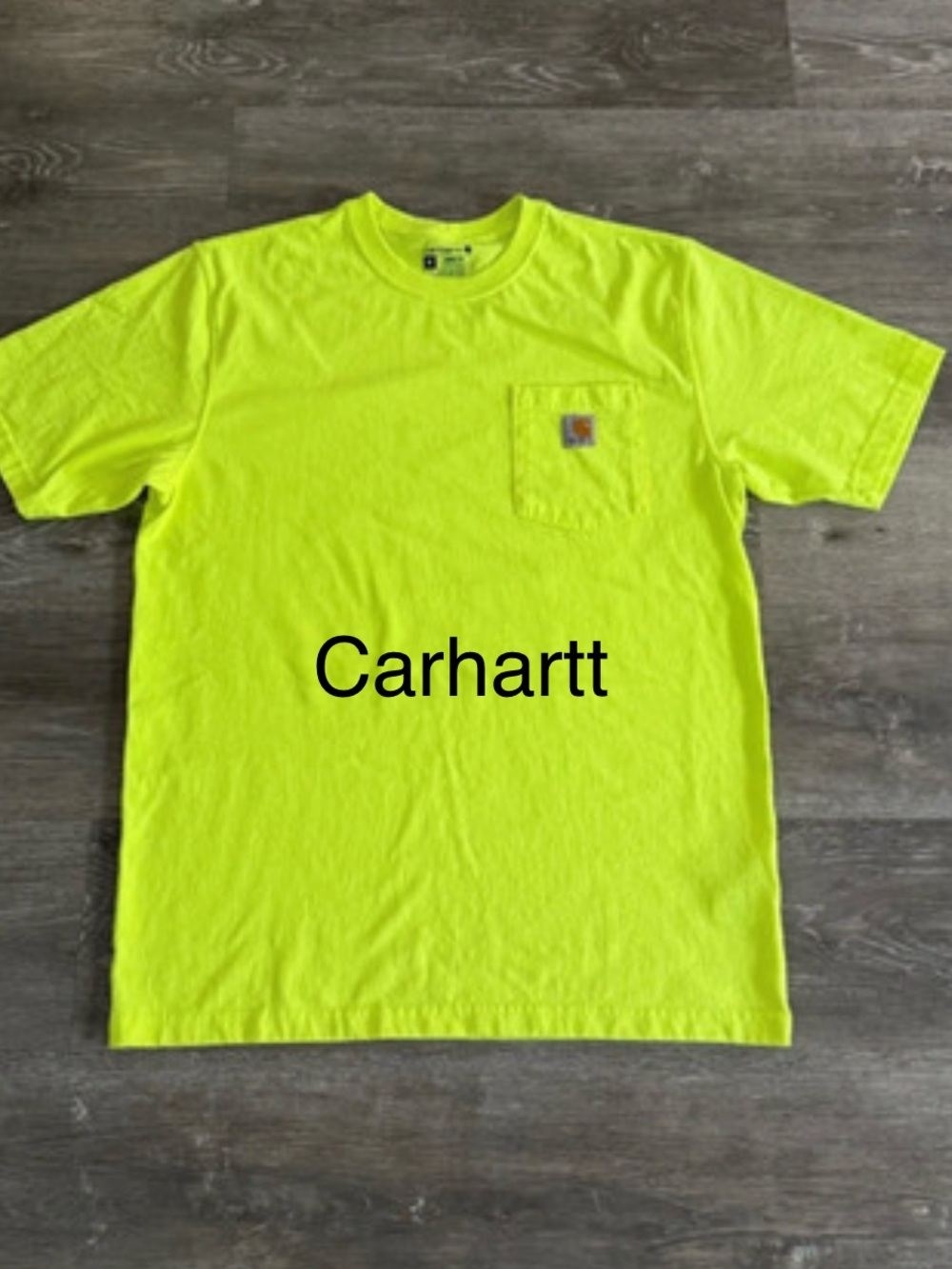 Carhartt Neon Yellow Pocket Short Sleeve Loose Fit Workwear Shirt, Size Medium!